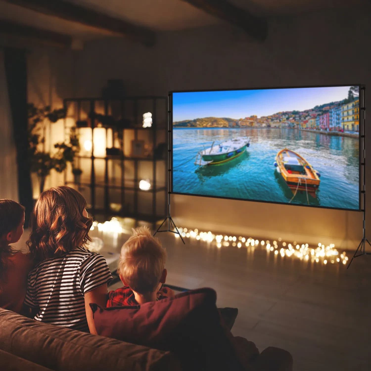 100-120" Portable Projector Screen with Stand, Foldable & Anti-Crease, HD 4K Movie Screen
