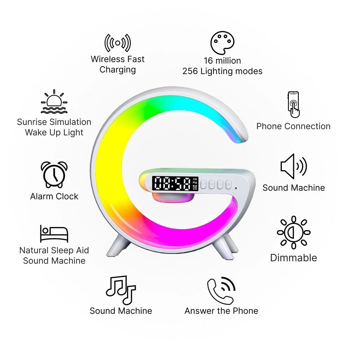 LED Smart G Lamp Intelligent Wireless Charger Bluetooth Speaker G Shape Lamp