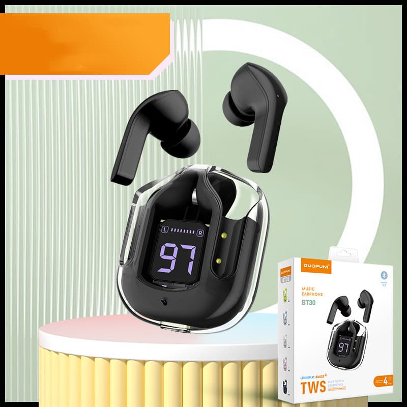 New Mini Transparent Wireless Bluetooth Headset Digital Display ENC Noise Reduction True
