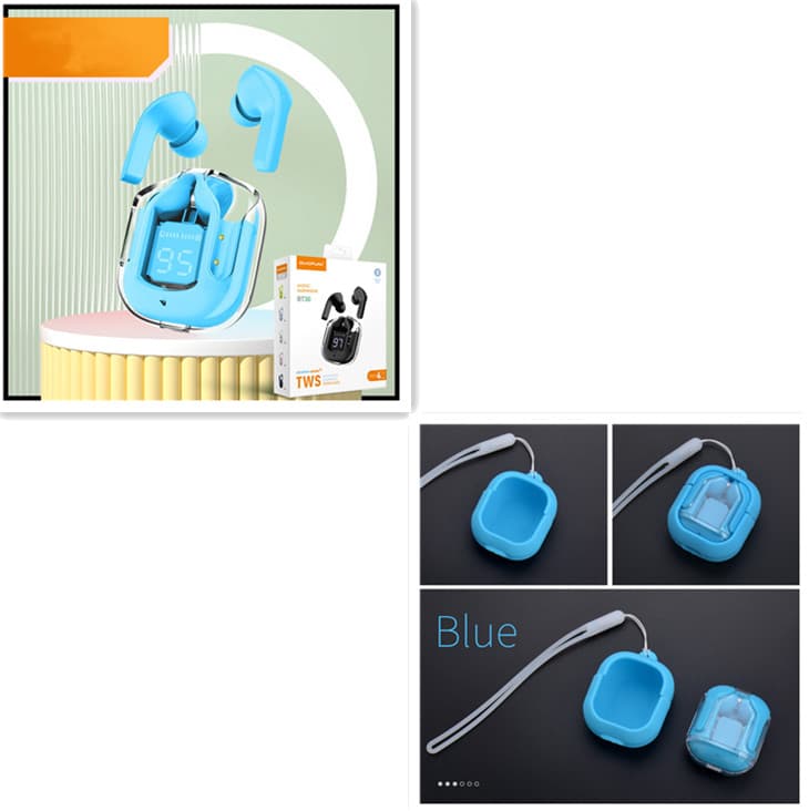 New Mini Transparent Wireless Bluetooth Headset Digital Display ENC Noise Reduction True