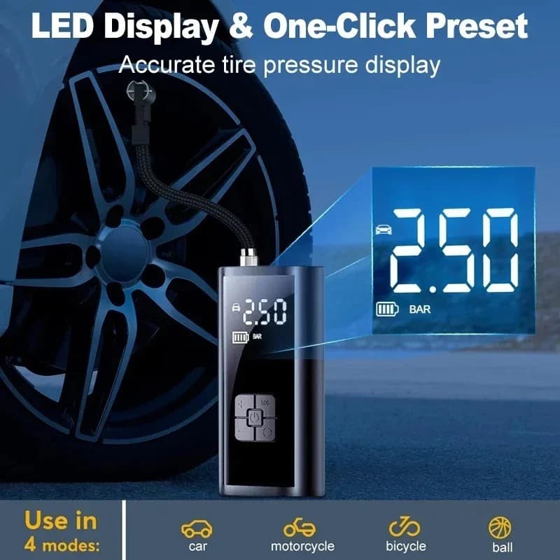 Portable Tire Inflator Rechargeable Electric Inflator For Cars And Bicycles Digital Air