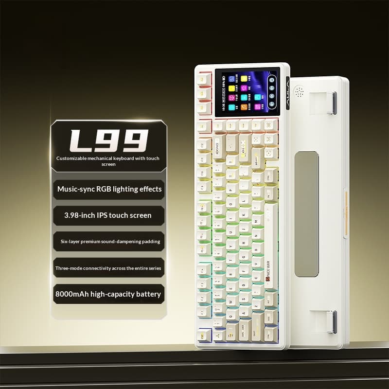 Wireless Tri-Mode Mechanical Keyboard - Hot-Swappable Switches Smart Display Customizable