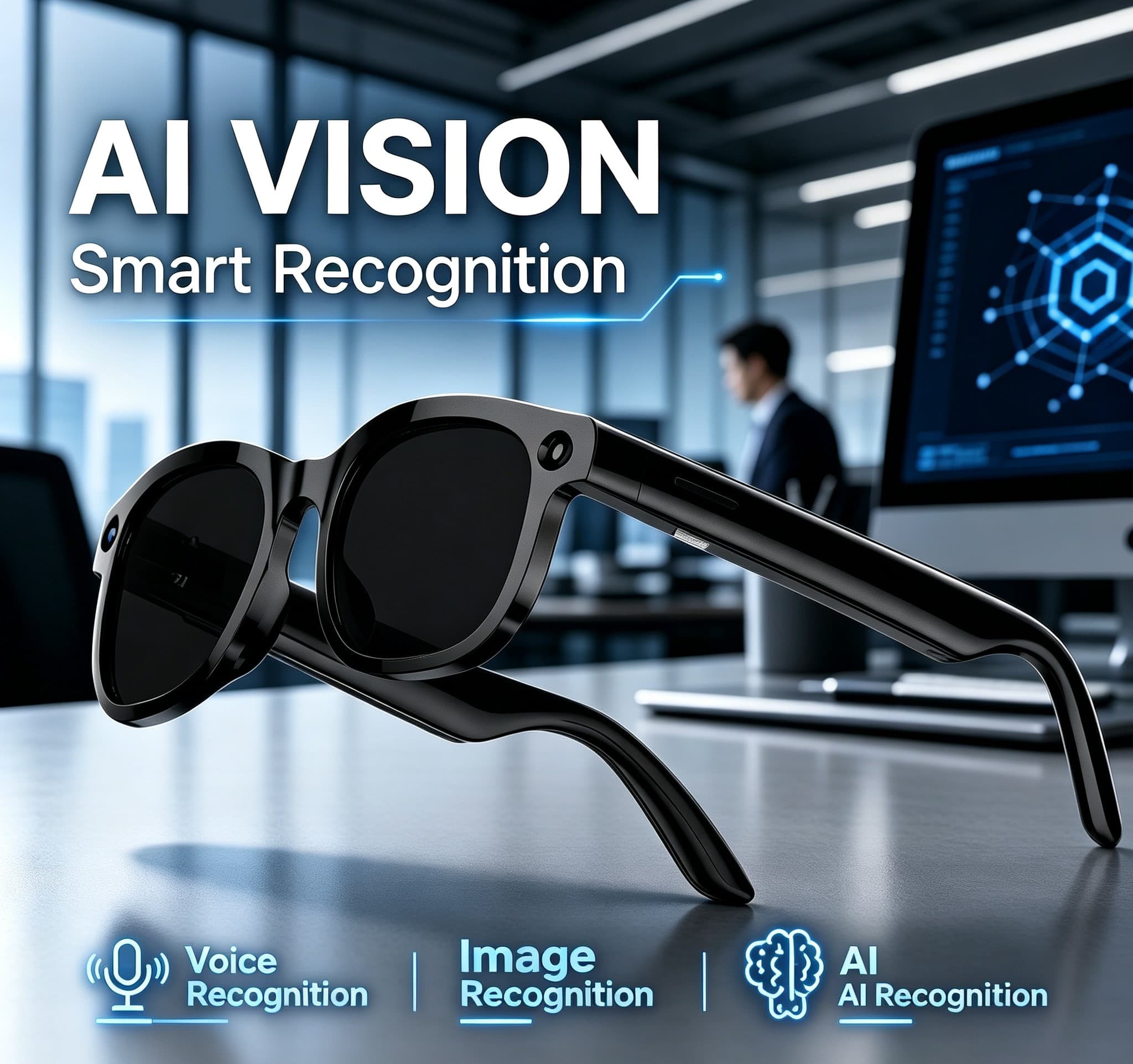AI Smart Translation Glasses With Camera AI Large Model Chat Object Recognition Bluetooth Calling Music Playback Wearable Smart Eyeglasses