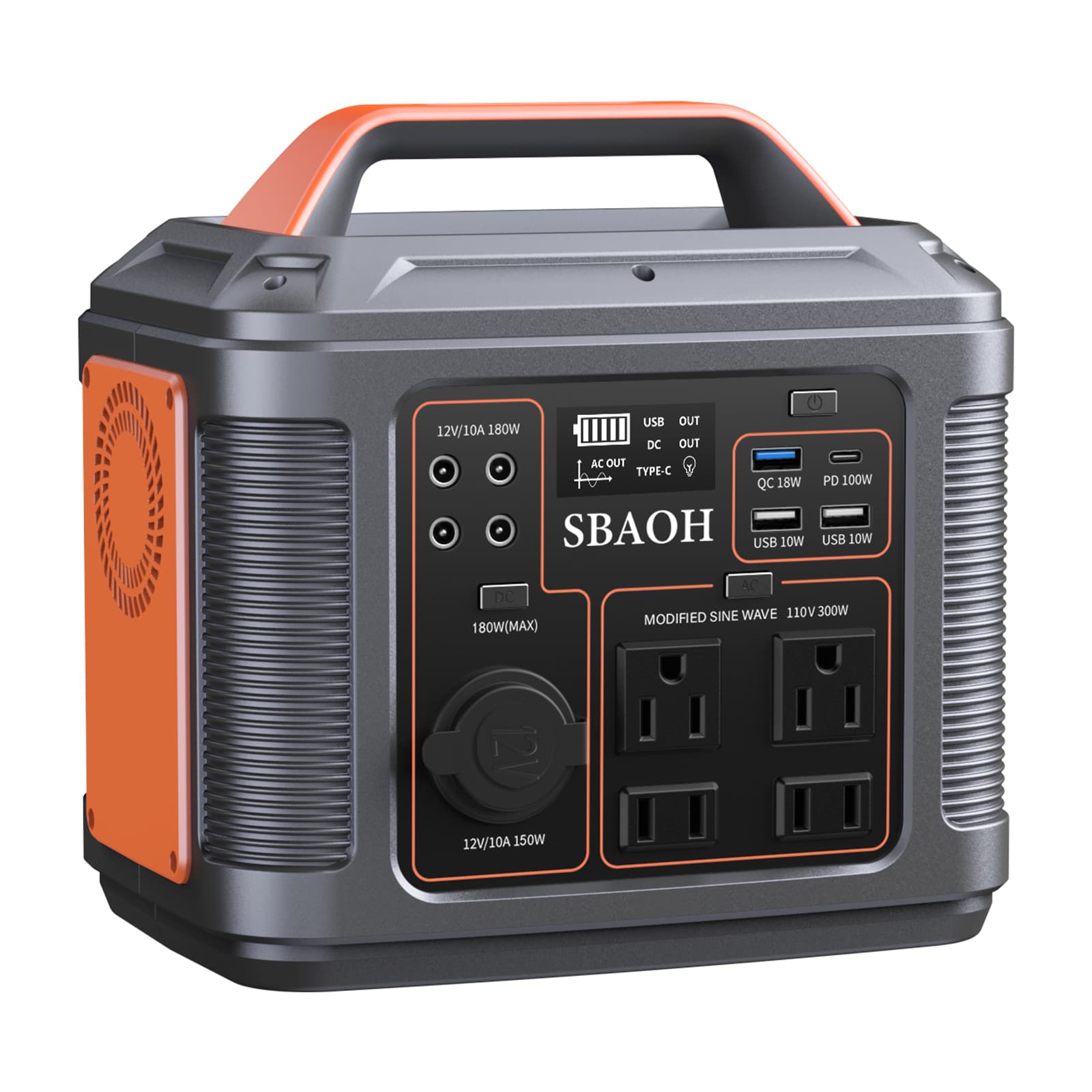 Sbaoh 300W Portable Power Station 296Wh 80000mAh Solar Generator With PD100W Fast