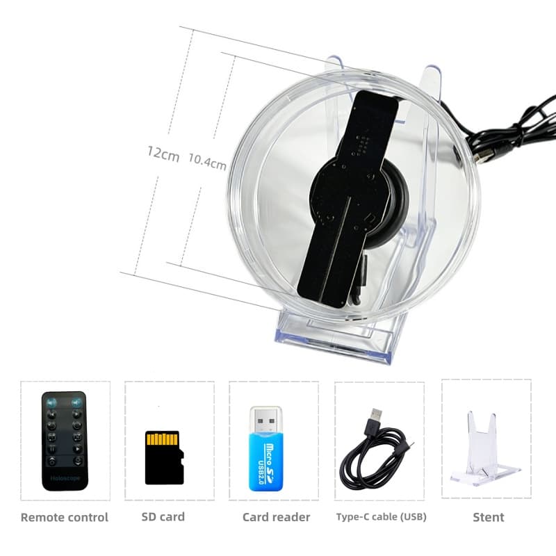 Wiilala Holographic Display Stand 12&20&30cm Naked-eye 3D Holographic Fan Advertising Machine Stereoscopic Floating Light Aerial Projector Gift Light Shopping Mall Home