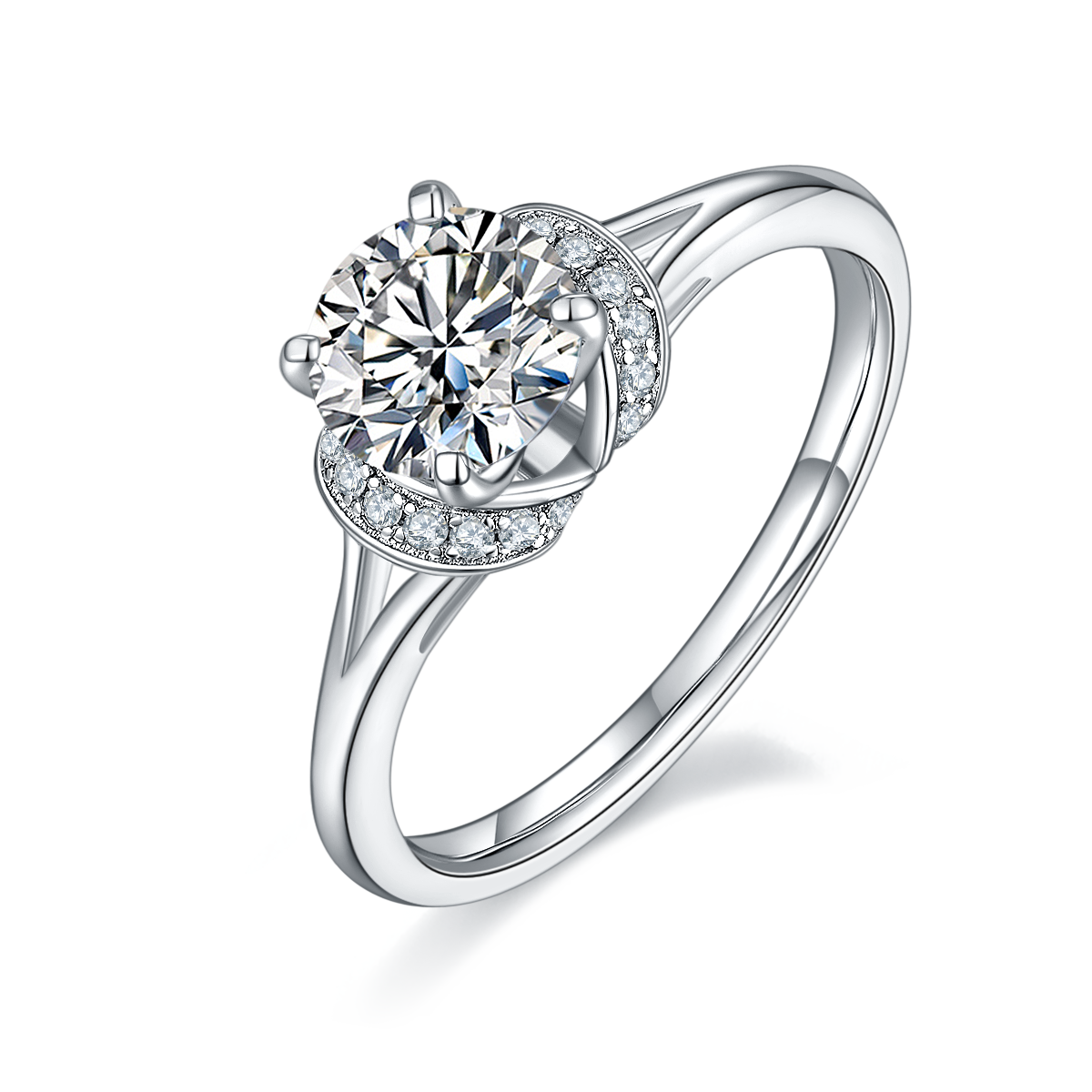 1-carat Luxury And Fashionable Light Luxury Jewelry Silver Ring Set With Top-quality