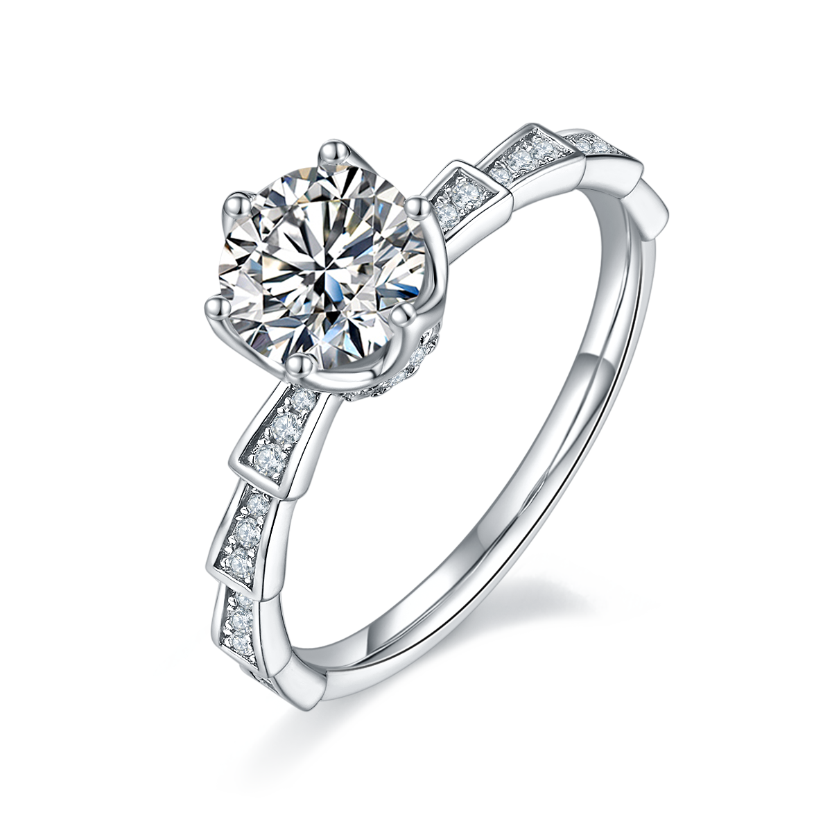 1-carat Luxury And Fashionable Light Luxury Jewelry Silver Ring Set With Top-quality
