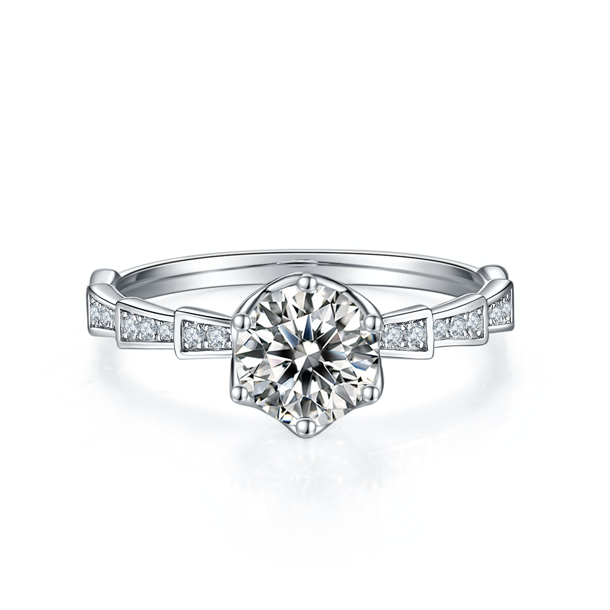 1-carat Luxury And Fashionable Light Luxury Jewelry Silver Ring Set With Top-quality