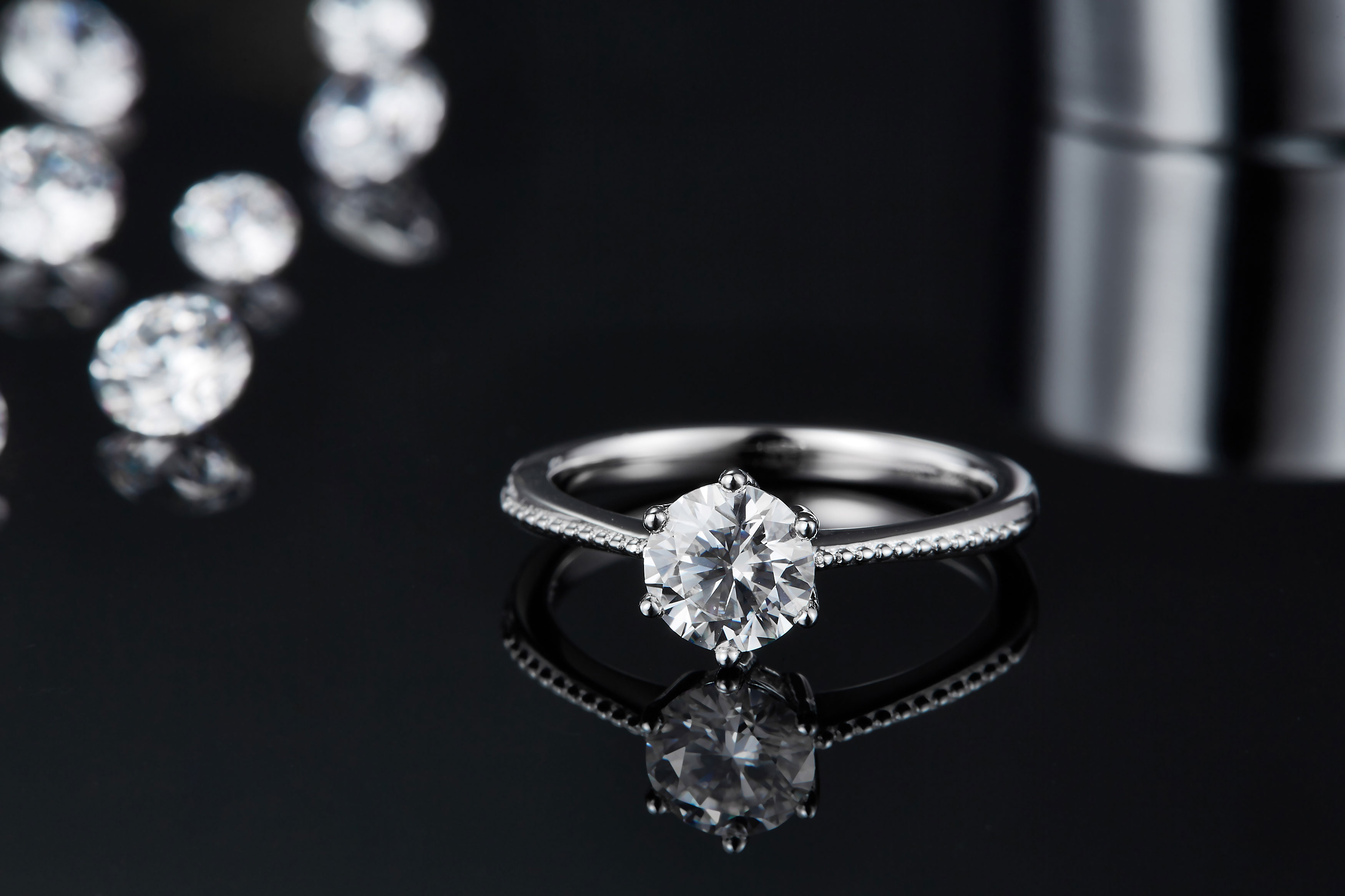 1-carat Luxury And Fashionable Light Luxury Jewelry Silver Ring Set With Top-quality