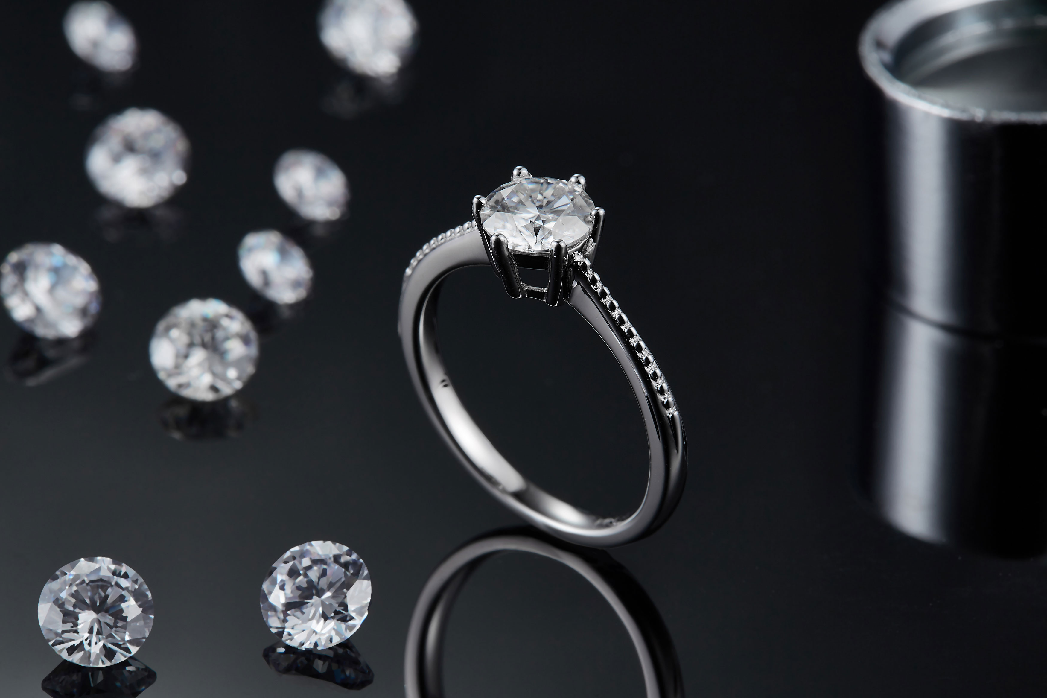 1-carat Luxury And Fashionable Light Luxury Jewelry Silver Ring Set With Top-quality