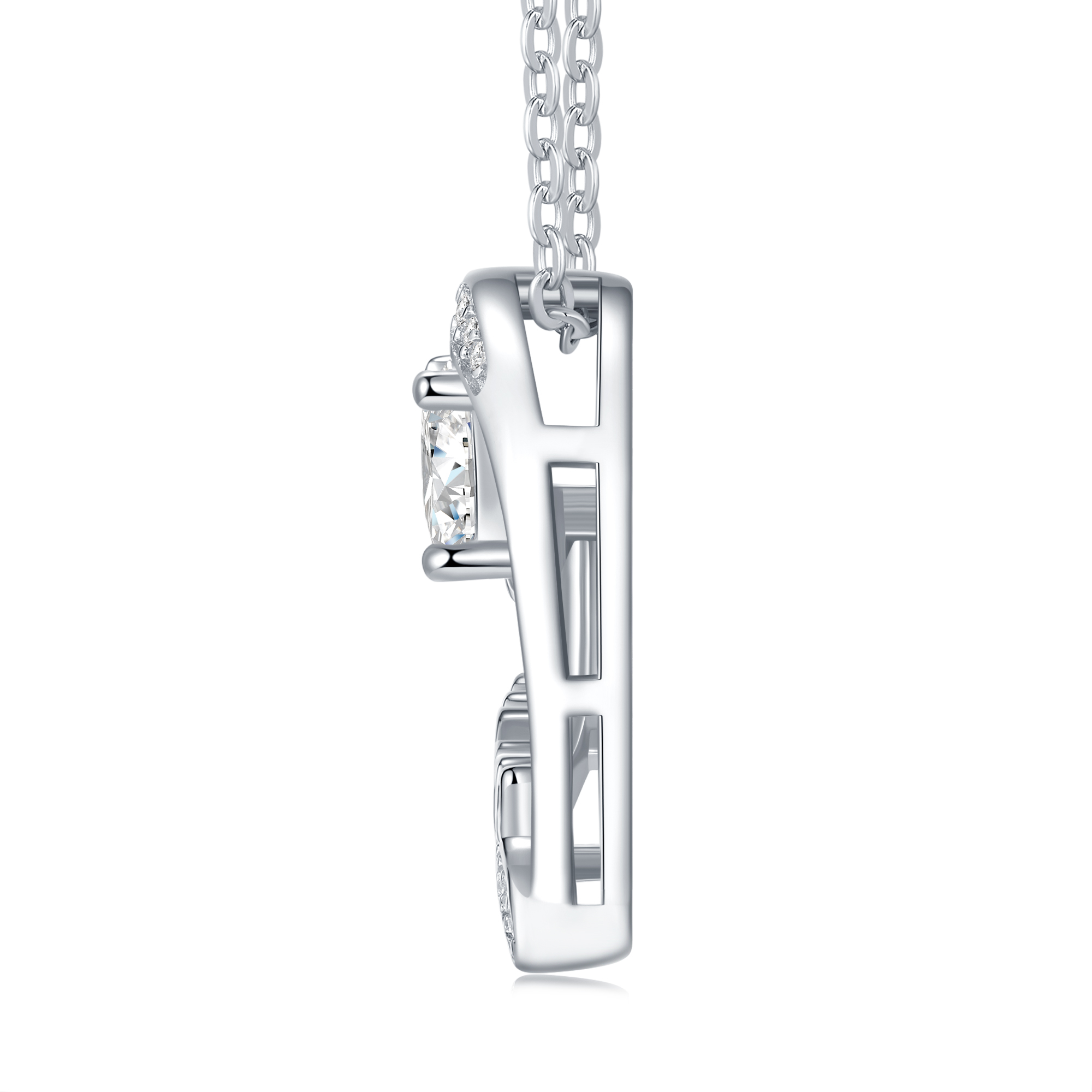 1 Carat Silver Necklace Pendant Set With Top Grade Moissanite, Made Of Silver Plated