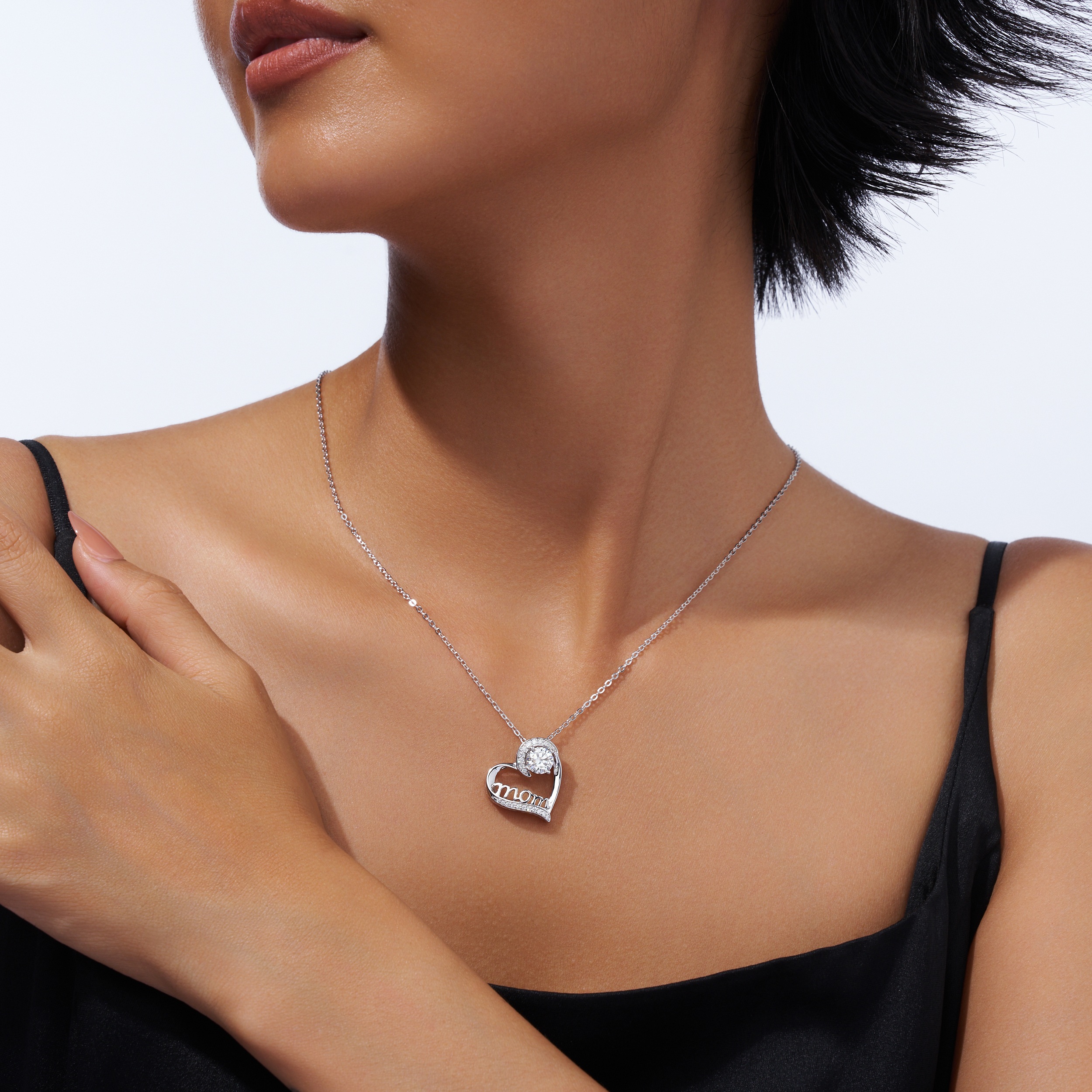 1 Carat Silver Necklace Pendant Set With Top Grade Moissanite, Made Of Silver Plated