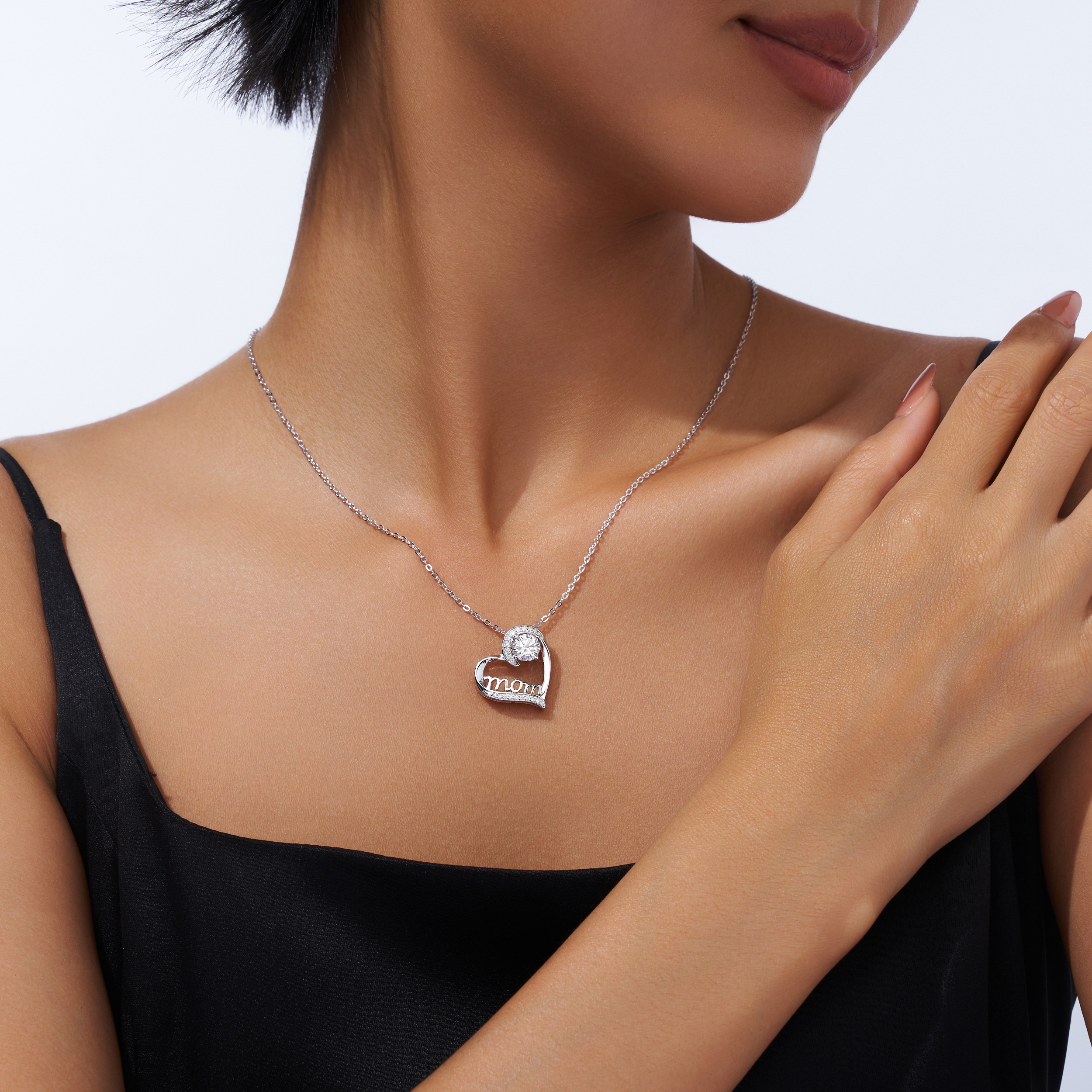 1 Carat Silver Necklace Pendant Set With Top Grade Moissanite, Made Of Silver Plated