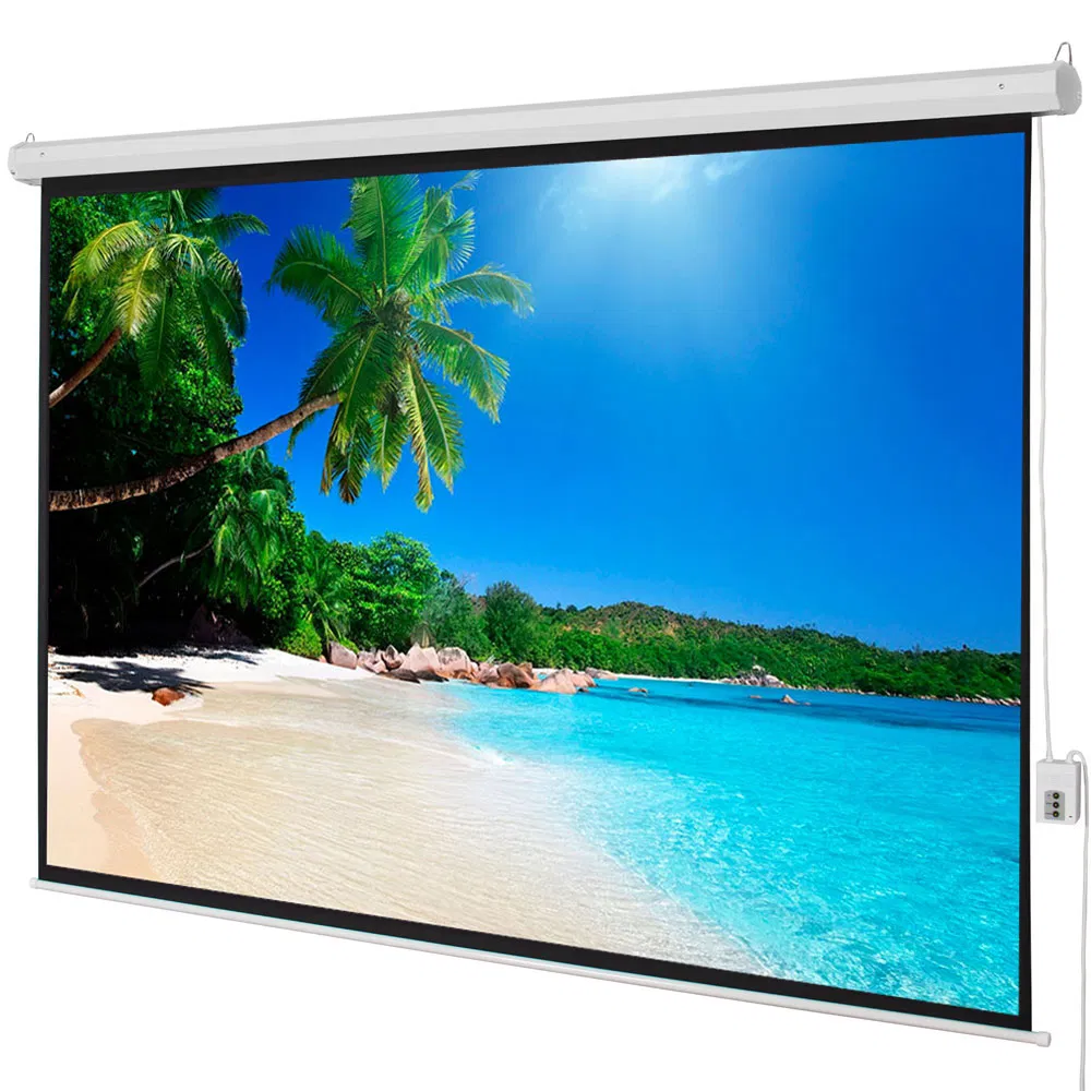 100" 4:3 80" x 60" Sichtbereich Motorisierte Projektorleinwand mit Fernbedienung Mattweiß