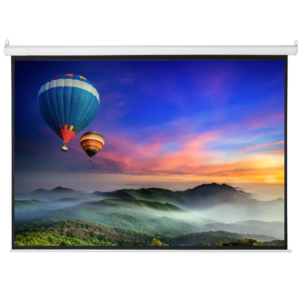 100 дюймов, 4:3, 80 x 60 дюймов, моторизованный экран проектора с областью просмотра и дистанционным управлением, матовый белый