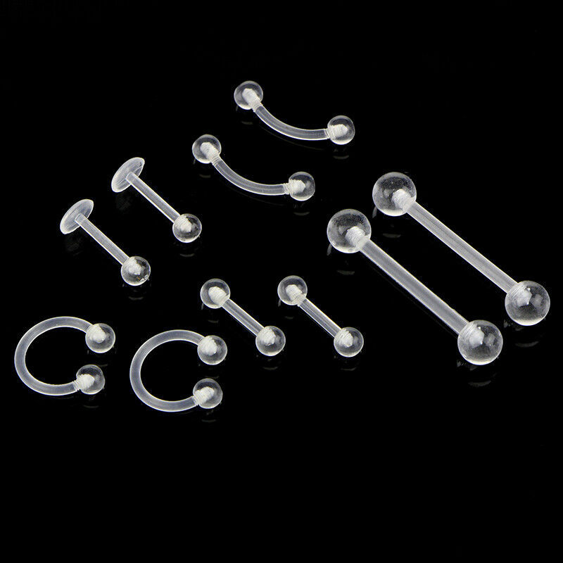 10Pcs Body Piercing Combination Set Acrylic Invisible Eyebrow Nails Tongue Nails Lip Nails