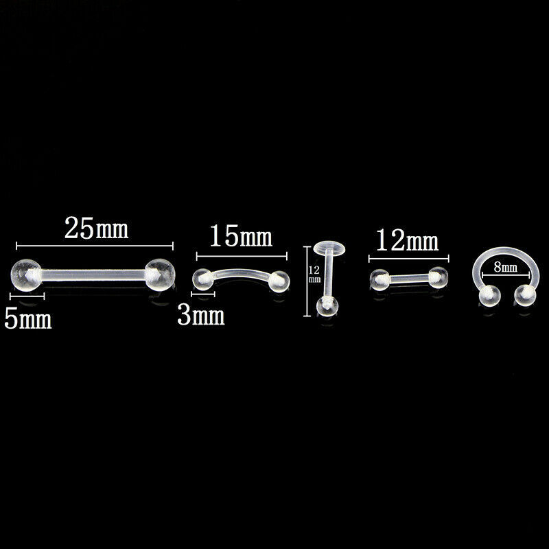 10Pcs Body Piercing Combination Set Acrylic Invisible Eyebrow Nails Tongue Nails Lip Nails