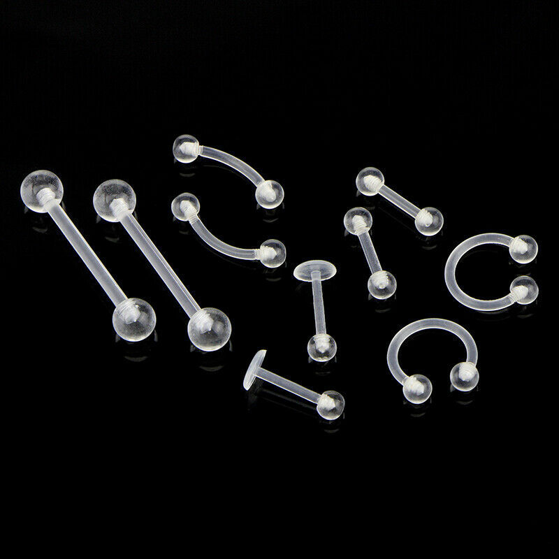 10Pcs Body Piercing Combination Set Acrylic Invisible Eyebrow Nails Tongue Nails Lip Nails