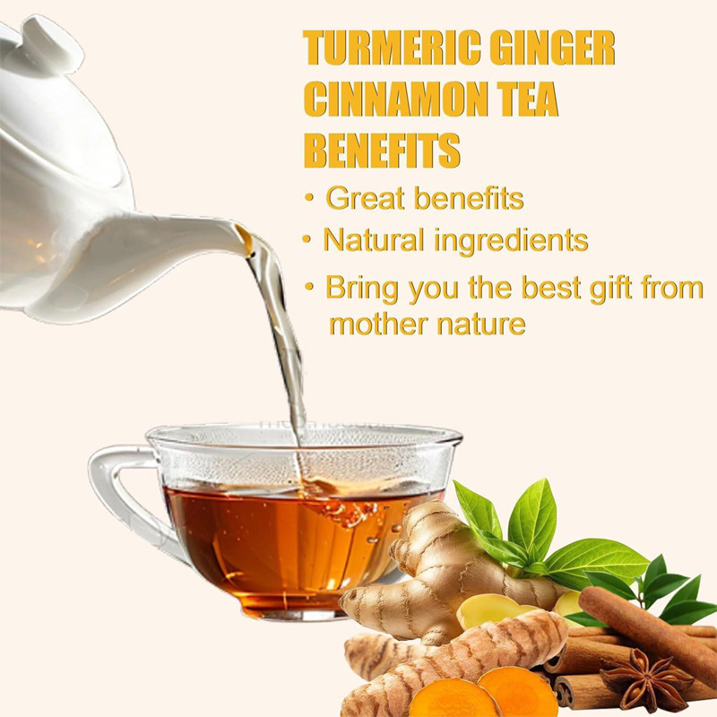 120 Bags Turmeric Ginger Cinnamon Tea Bags, Anti-Inflammatory Herbal Tea, Caffeine Sugar
