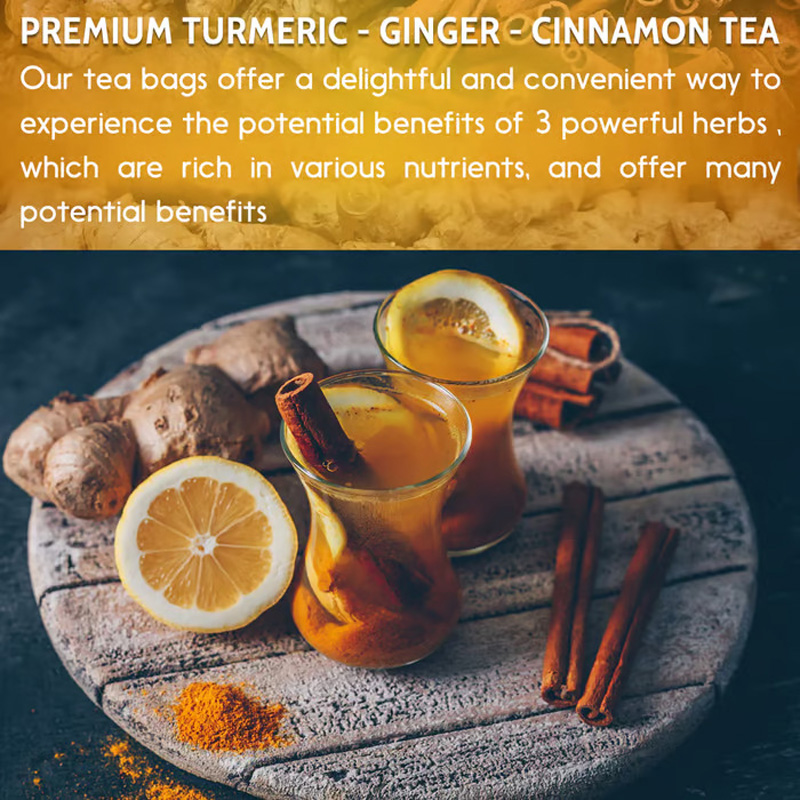 120 Bags Turmeric Ginger Cinnamon Tea Bags, Anti-Inflammatory Herbal Tea, Caffeine Sugar