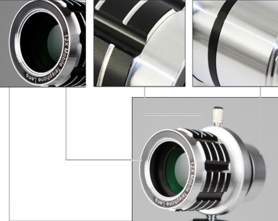 12X mobile telescope general 12 times long focal camera lens with three foot travel