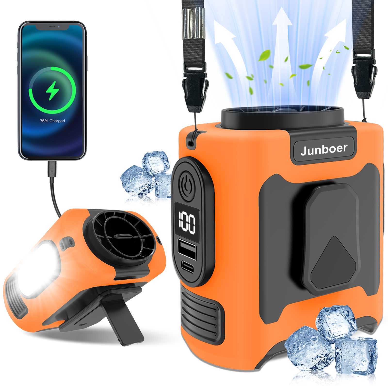 16, 000 Rpm 10000mAh Portable Waist Fan, Clamp On Wearable Belt Personal Fan, Rechargeable