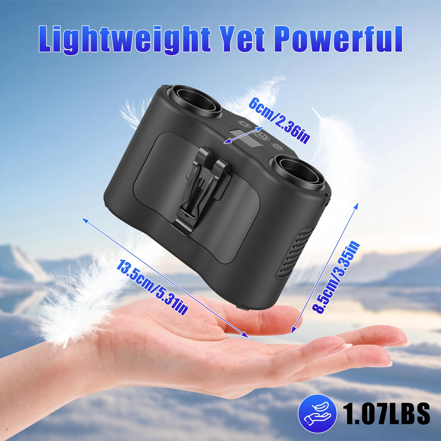 16000 mAh 4-in-1 Dual-Turbine-Taillenclip-Lüfter, tragbarer persönlicher Lüfter, freihändig mit 5 Geschwindigkeiten