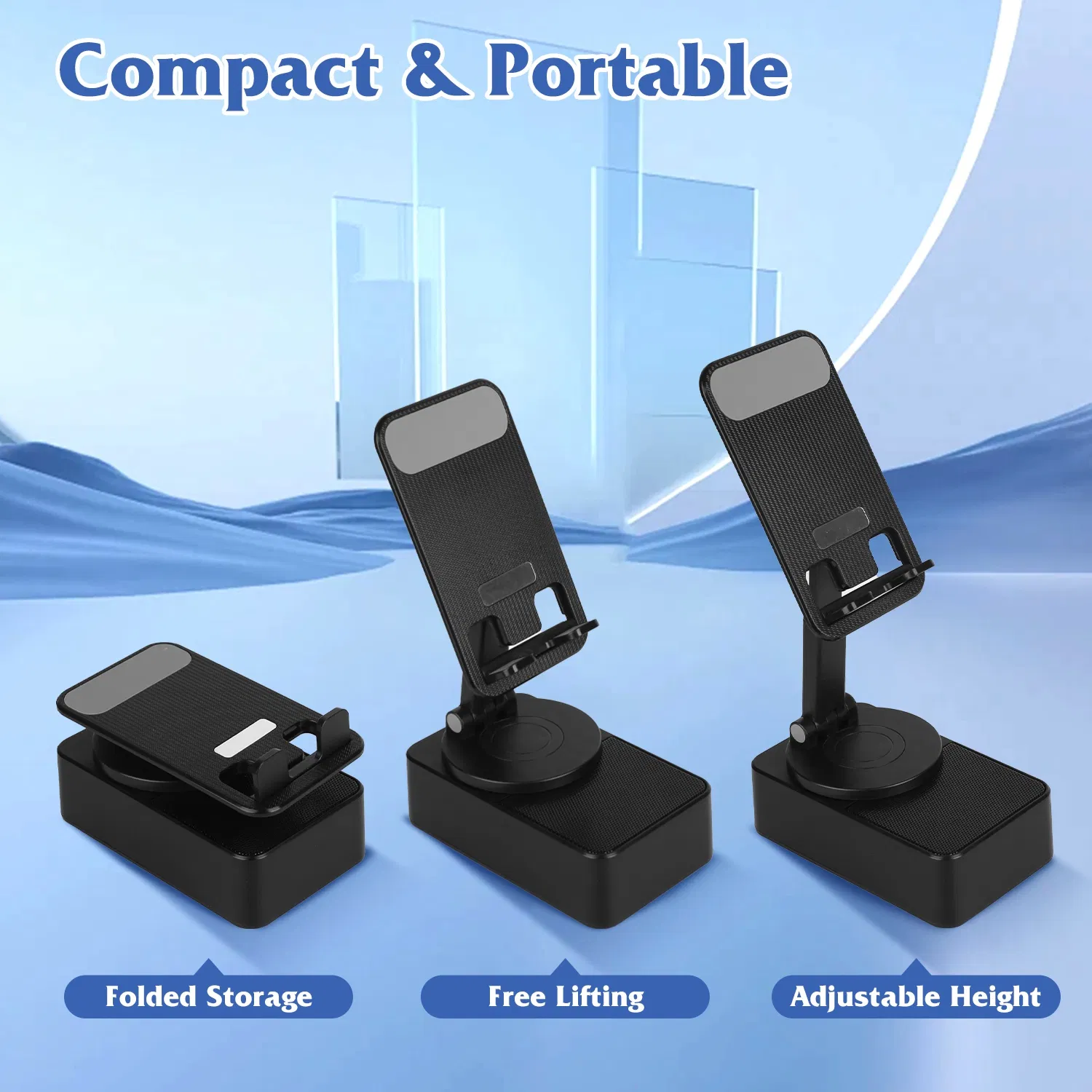 1Pc 4 In 1 Foldable Wireless Speaker Phone Stand With Power Bank 360ºRotatable Stand