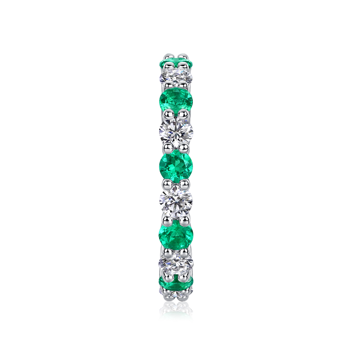2.4g Sterling Silver Platinum Plated Eternity Ring Alternating Green & White Gemstone