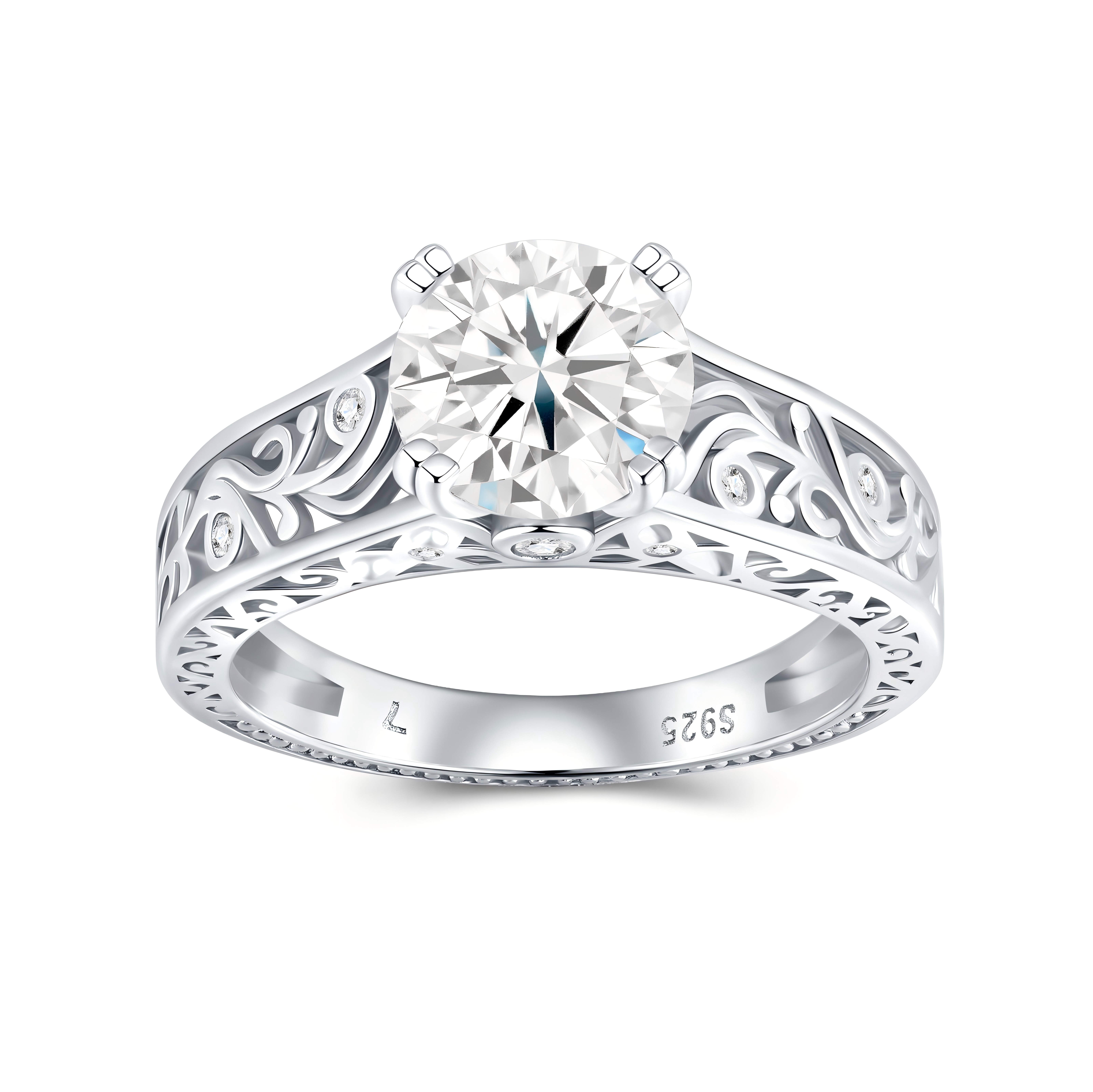 2-carat Luxury Fashion Minimalist Trend Jewelry Silver Ring Set With Top-quality