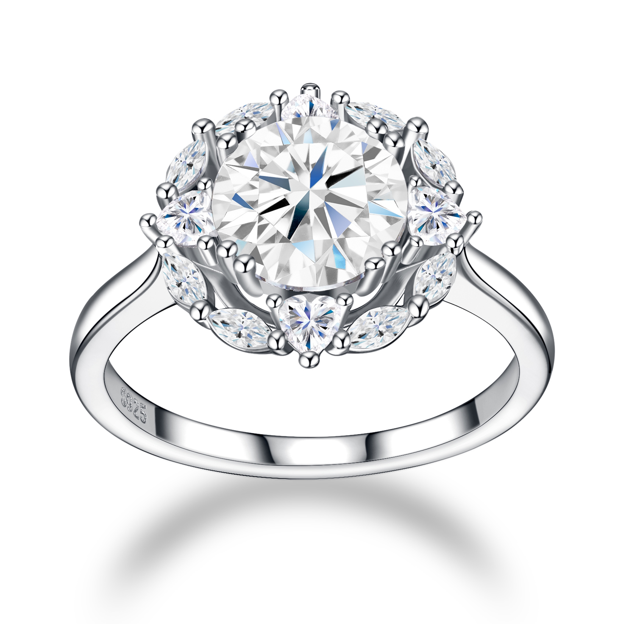 2-carat Luxury Fashion Minimalist Trend Jewelry Silver Ring Set With Top-quality
