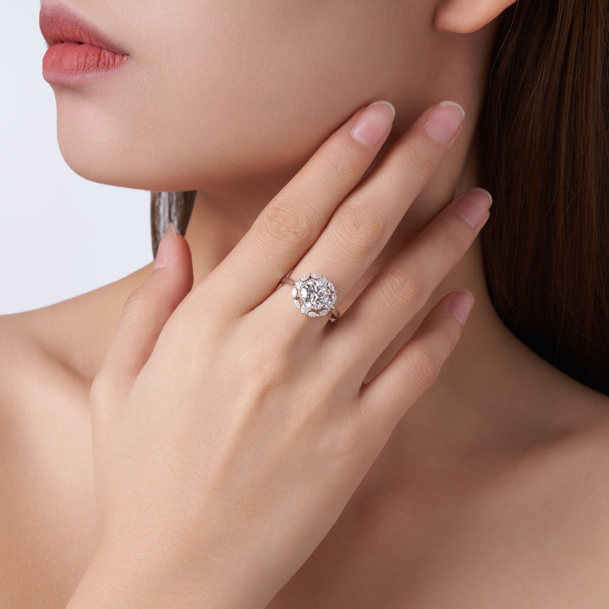 2-carat Luxury Fashion Minimalist Trend Jewelry Silver Ring Set With Top-quality