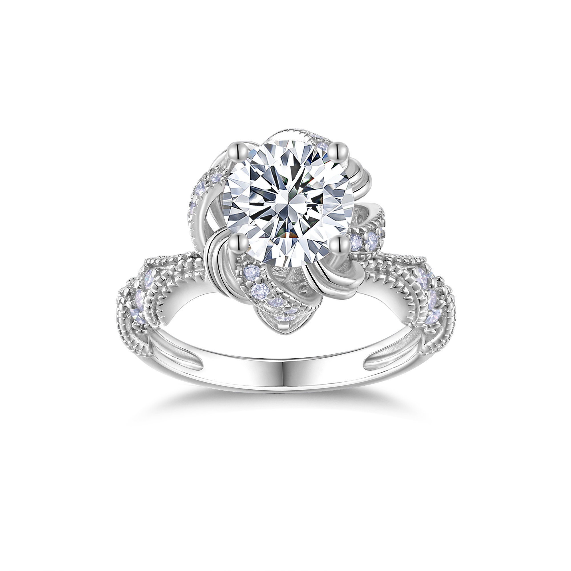 2-carat Luxury Fashion Minimalist Trend Jewelry Silver Ring Set With Top-quality