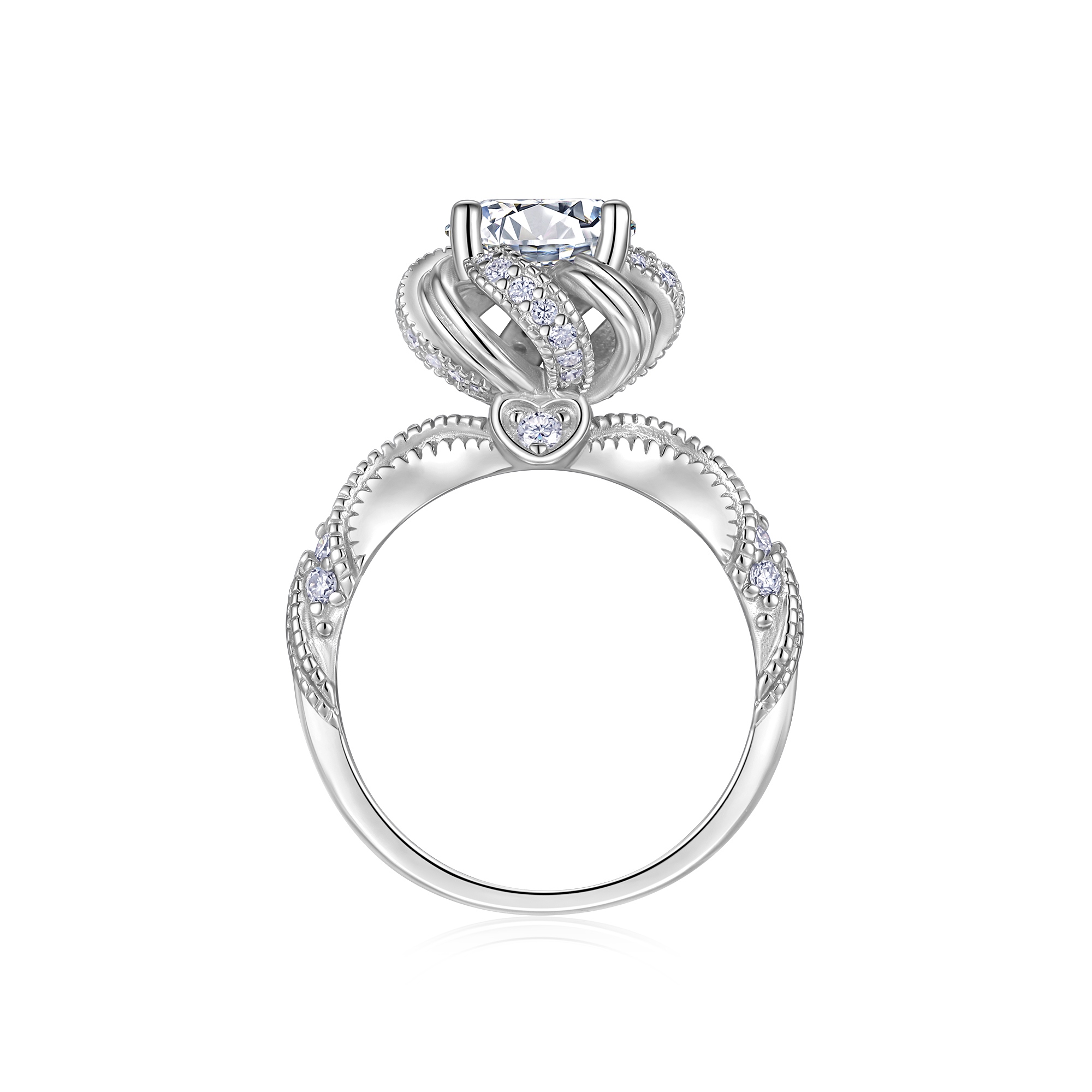 2-carat Luxury Fashion Minimalist Trend Jewelry Silver Ring Set With Top-quality