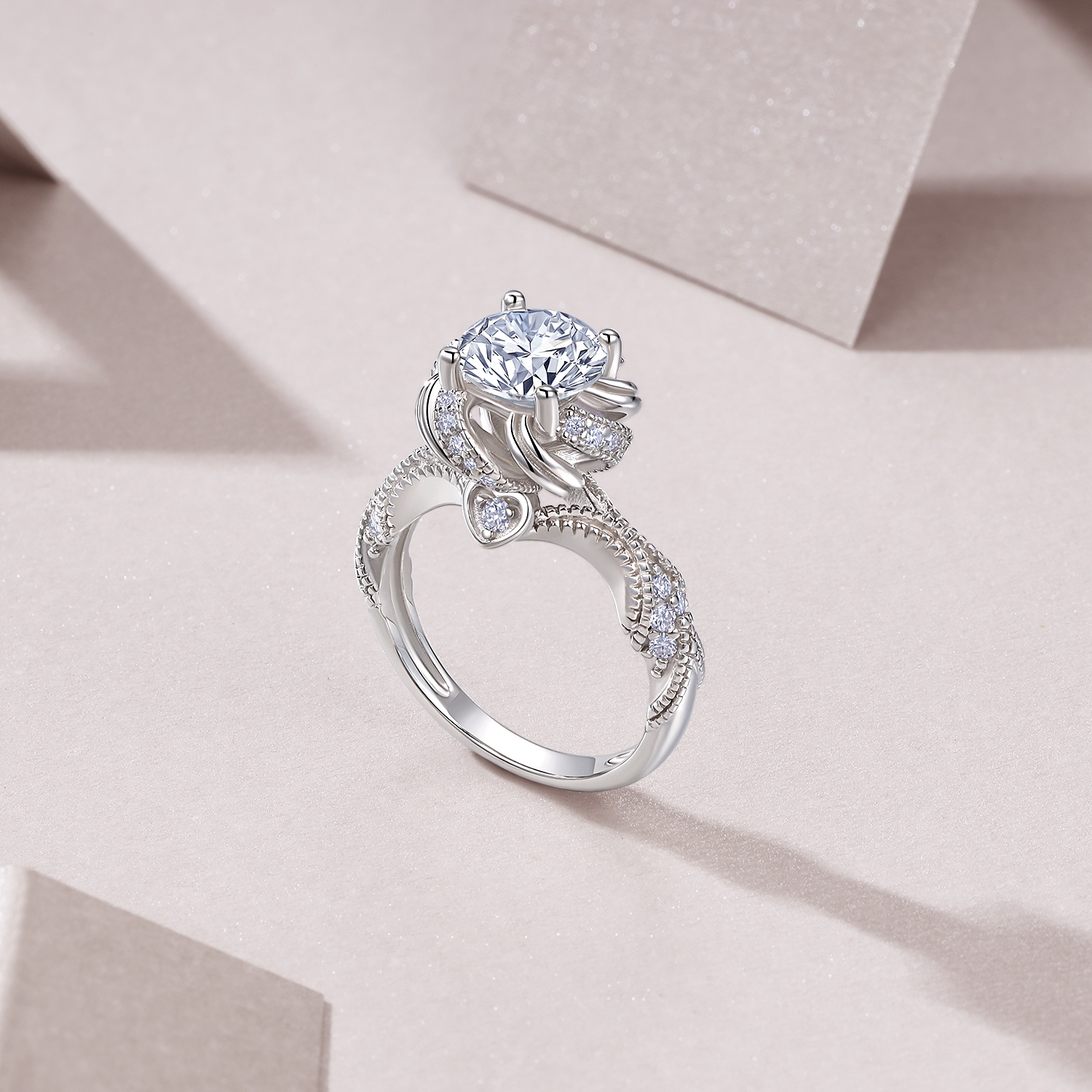 2-carat Luxury Fashion Minimalist Trend Jewelry Silver Ring Set With Top-quality