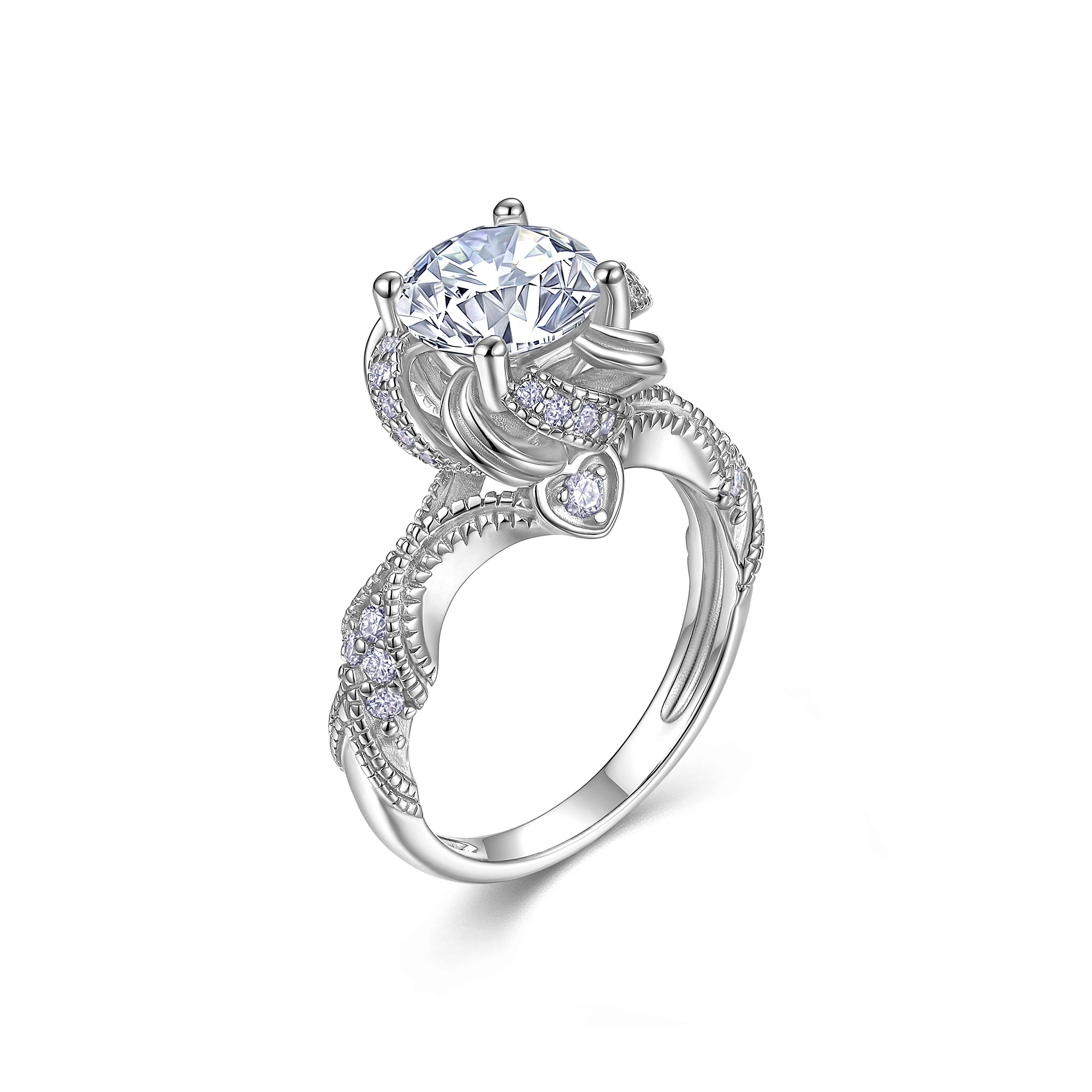 2-carat Luxury Fashion Minimalist Trend Jewelry Silver Ring Set With Top-quality