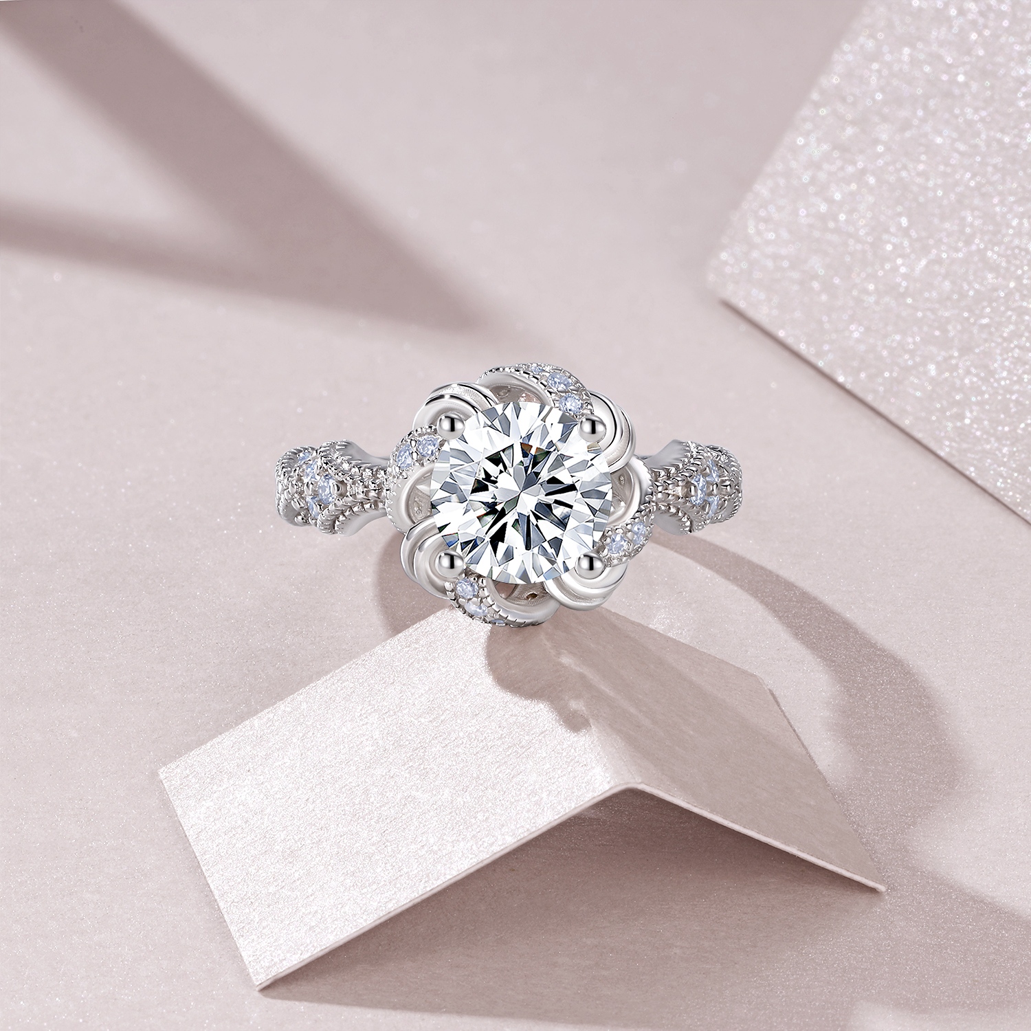 2-carat Luxury Fashion Minimalist Trend Jewelry Silver Ring Set With Top-quality