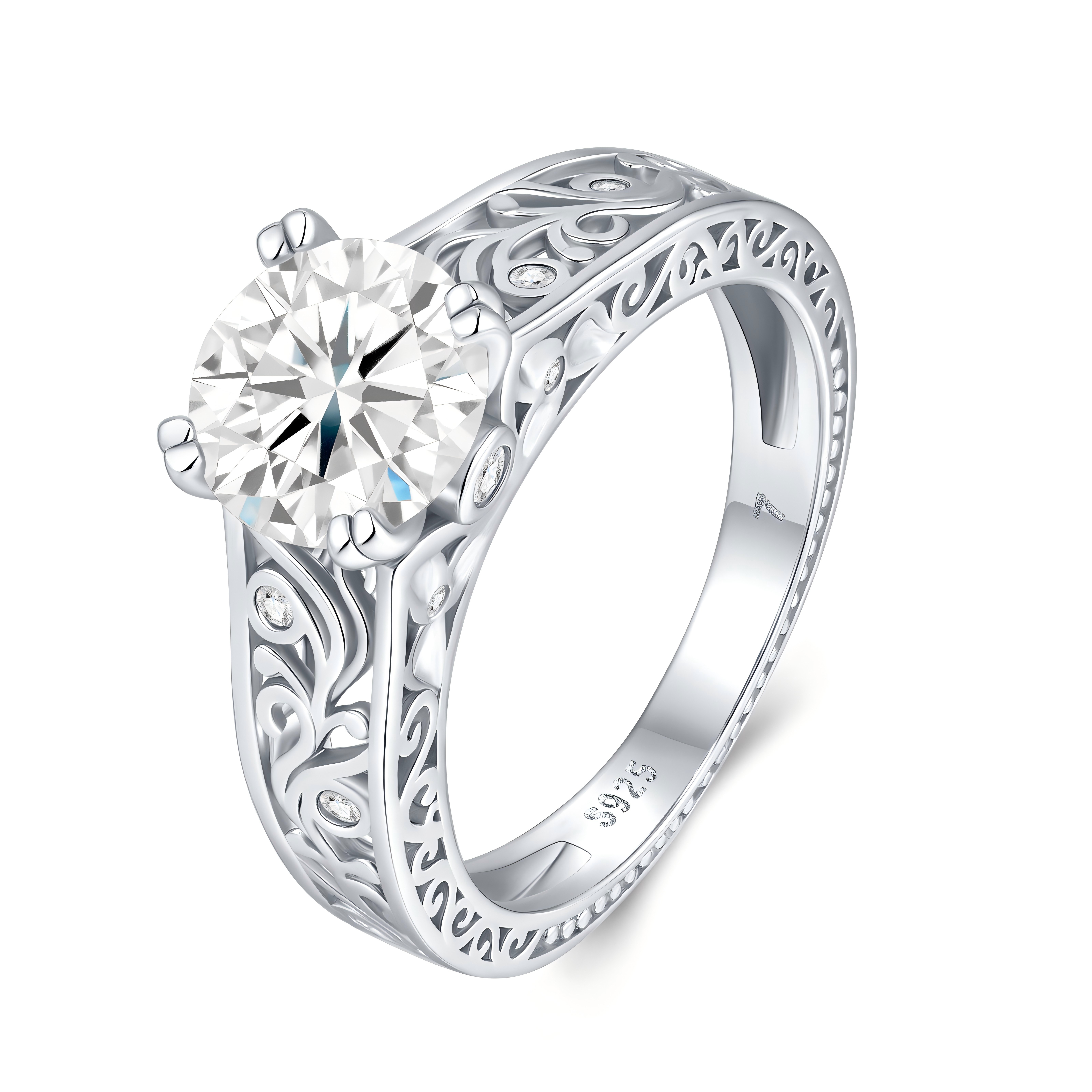 2-carat Luxury Fashion Minimalist Trend Jewelry Silver Ring Set With Top-quality