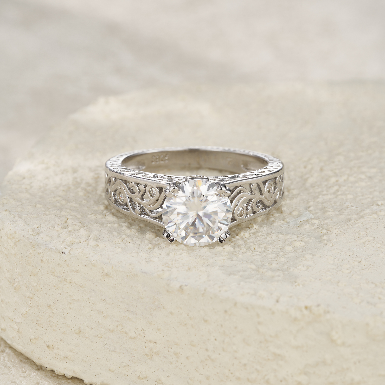 2-carat Luxury Fashion Minimalist Trend Jewelry Silver Ring Set With Top-quality