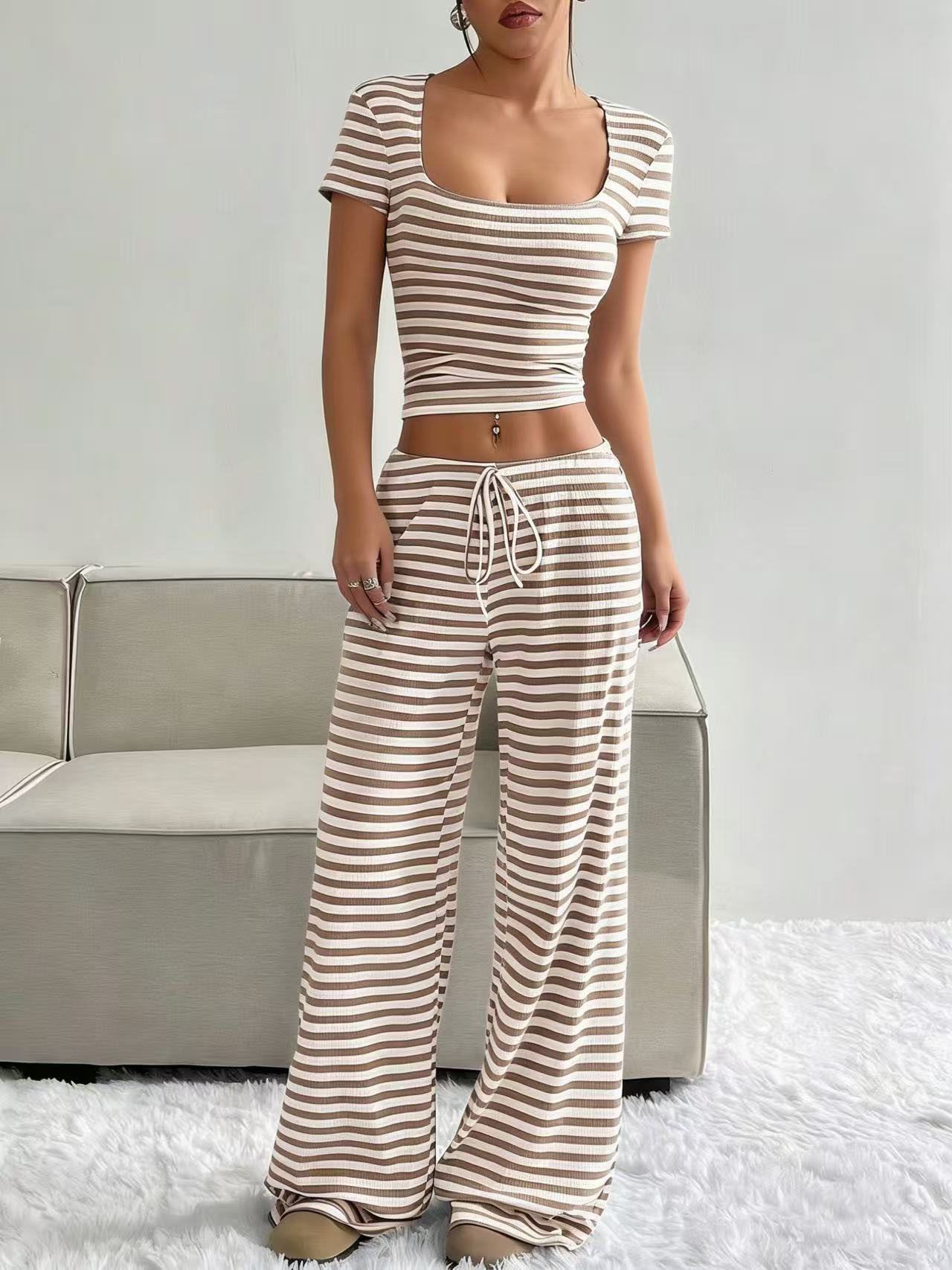 2025 European And American Amazon Aliexpress Autumn And Winter New Striped High-Waisted