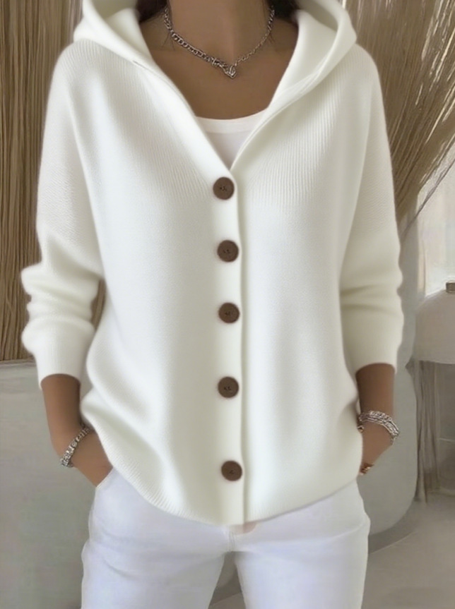 2025 European And American Button Knitted Hooded Sweater Cardigan Jacket Autumn And Winter