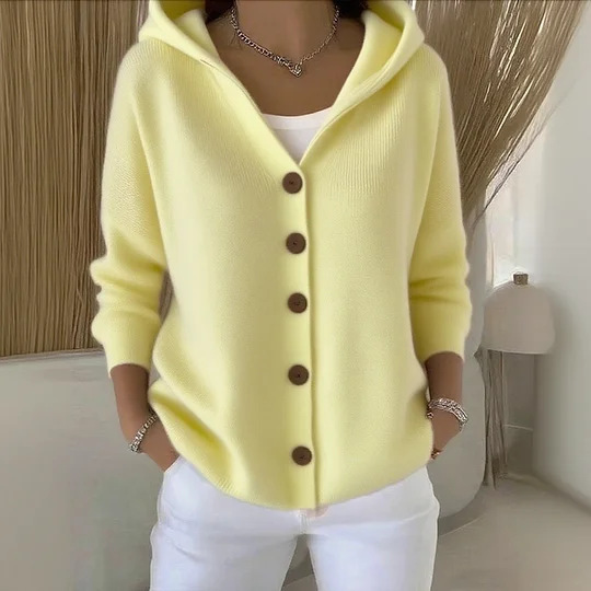 2025 European And American Button Knitted Hooded Sweater Cardigan Jacket Autumn And Winter