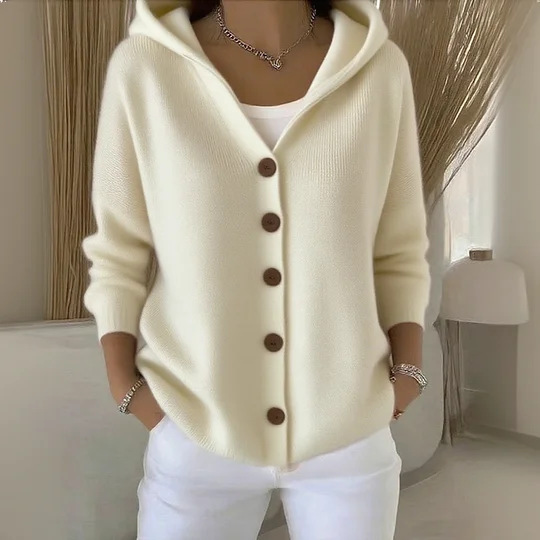 2025 European And American Button Knitted Hooded Sweater Cardigan Jacket Autumn And Winter