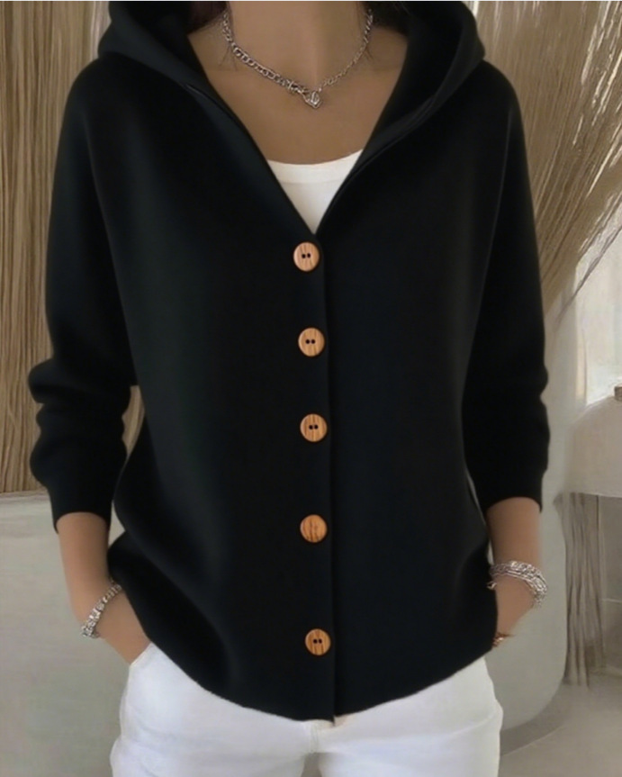 2025 European And American Button Knitted Hooded Sweater Cardigan Jacket Autumn And Winter