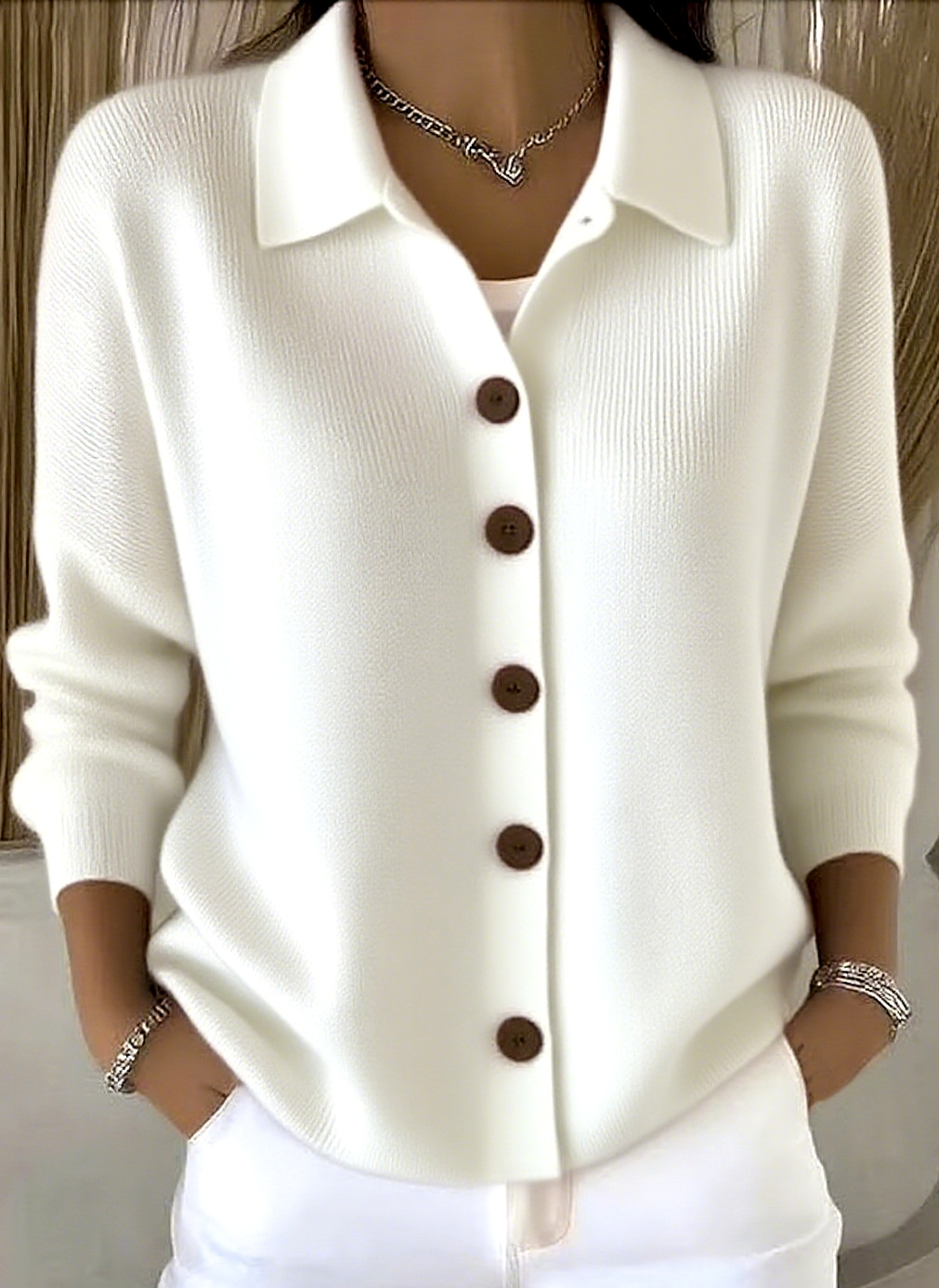 2025 European And American Button Knitted Lapel Sweater Cardigan Jacket Autumn And Winter