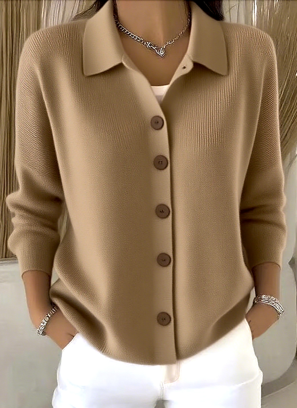 2025 European And American Button Knitted Lapel Sweater Cardigan Jacket Autumn And Winter