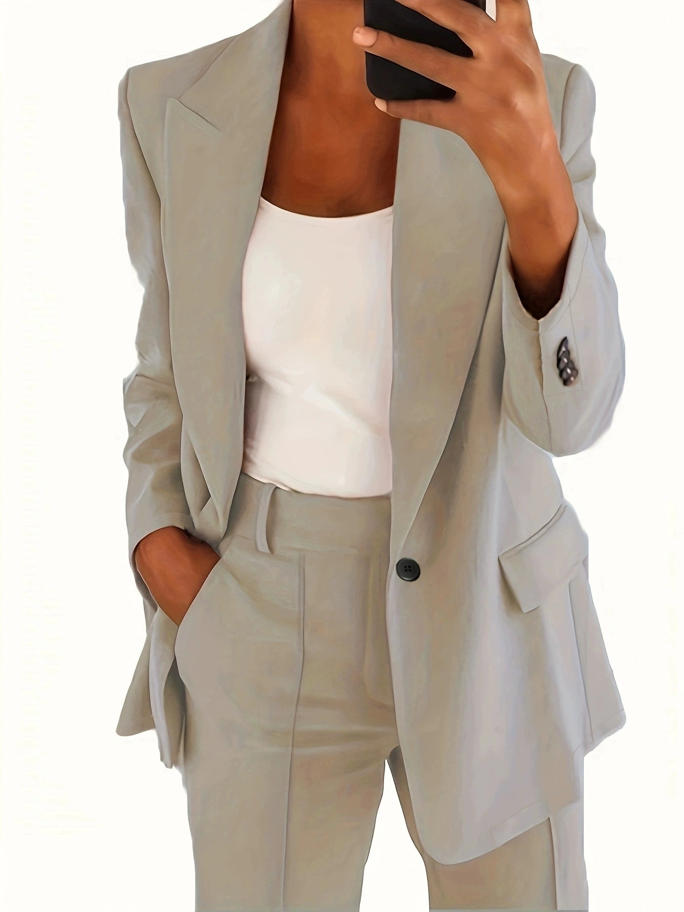 2025 New Amazon Fashion Solid Color High-End Slim Fit Lapel Cardigan Elegant Blazer