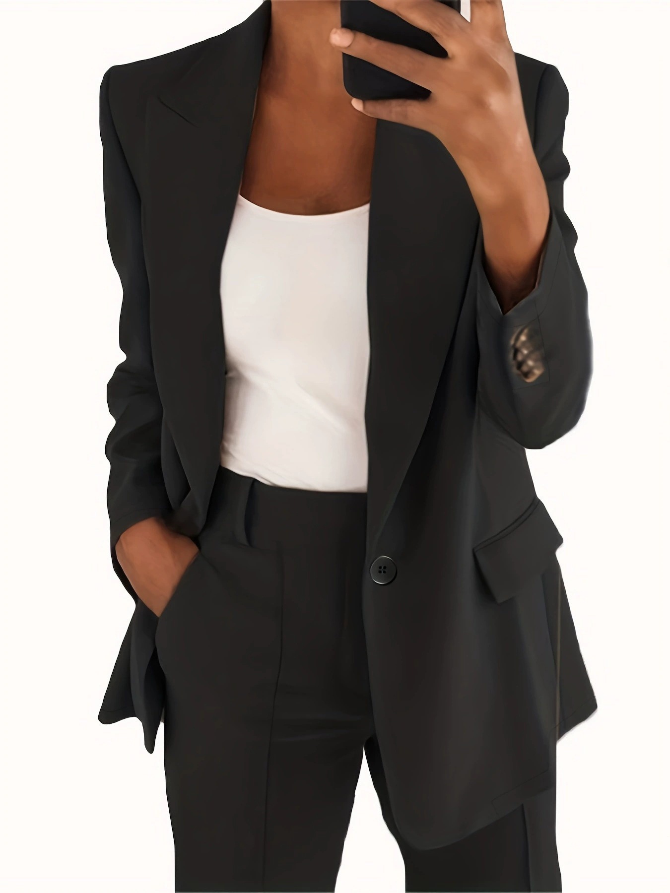 2025 New Amazon Fashion Solid Color High-End Slim Fit Lapel Cardigan Elegant Blazer