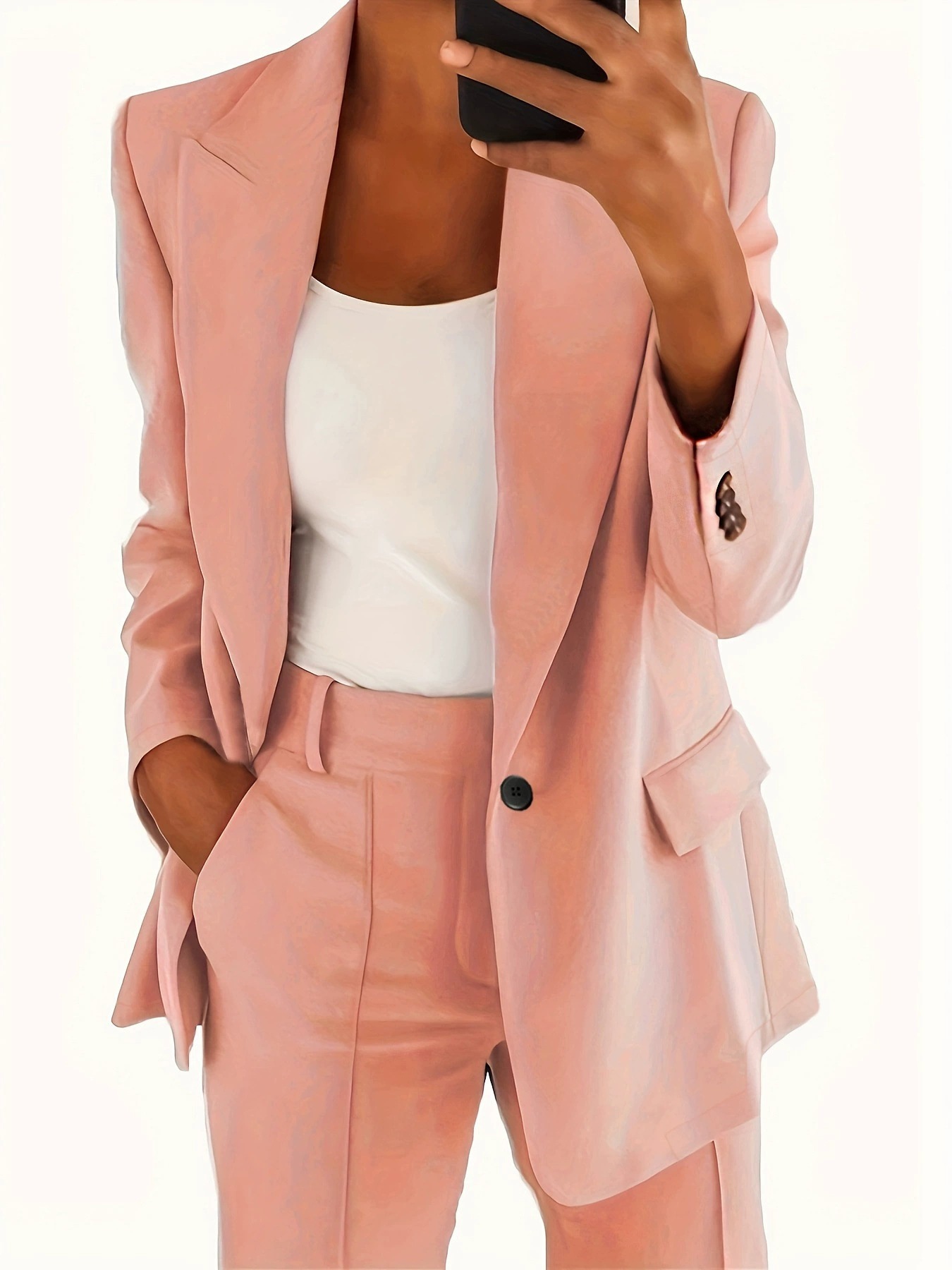 2025 New Amazon Fashion Solid Color High-End Slim Fit Lapel Cardigan Elegant Blazer