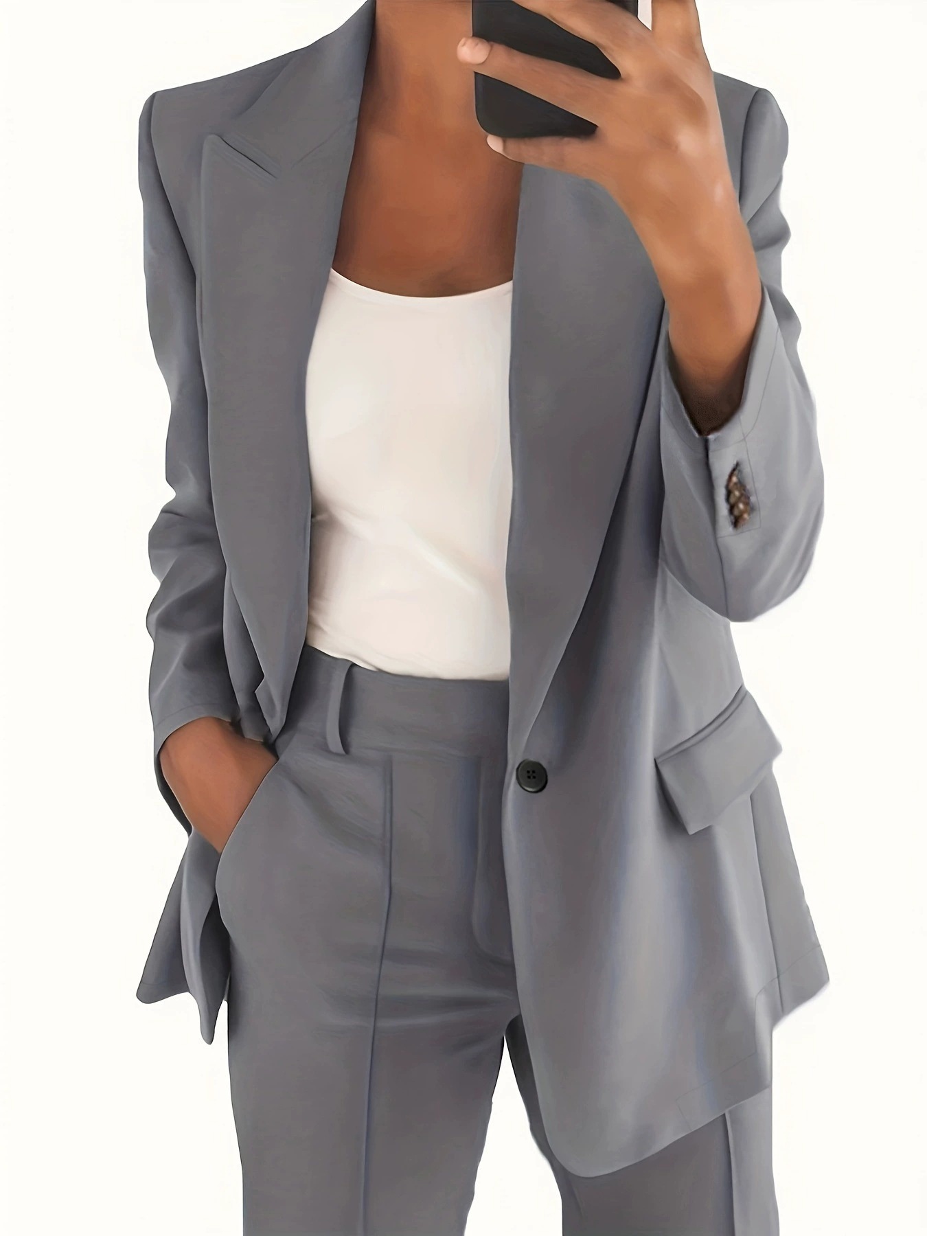 2025 New Amazon Fashion Solid Color High-End Slim Fit Lapel Cardigan Elegant Blazer